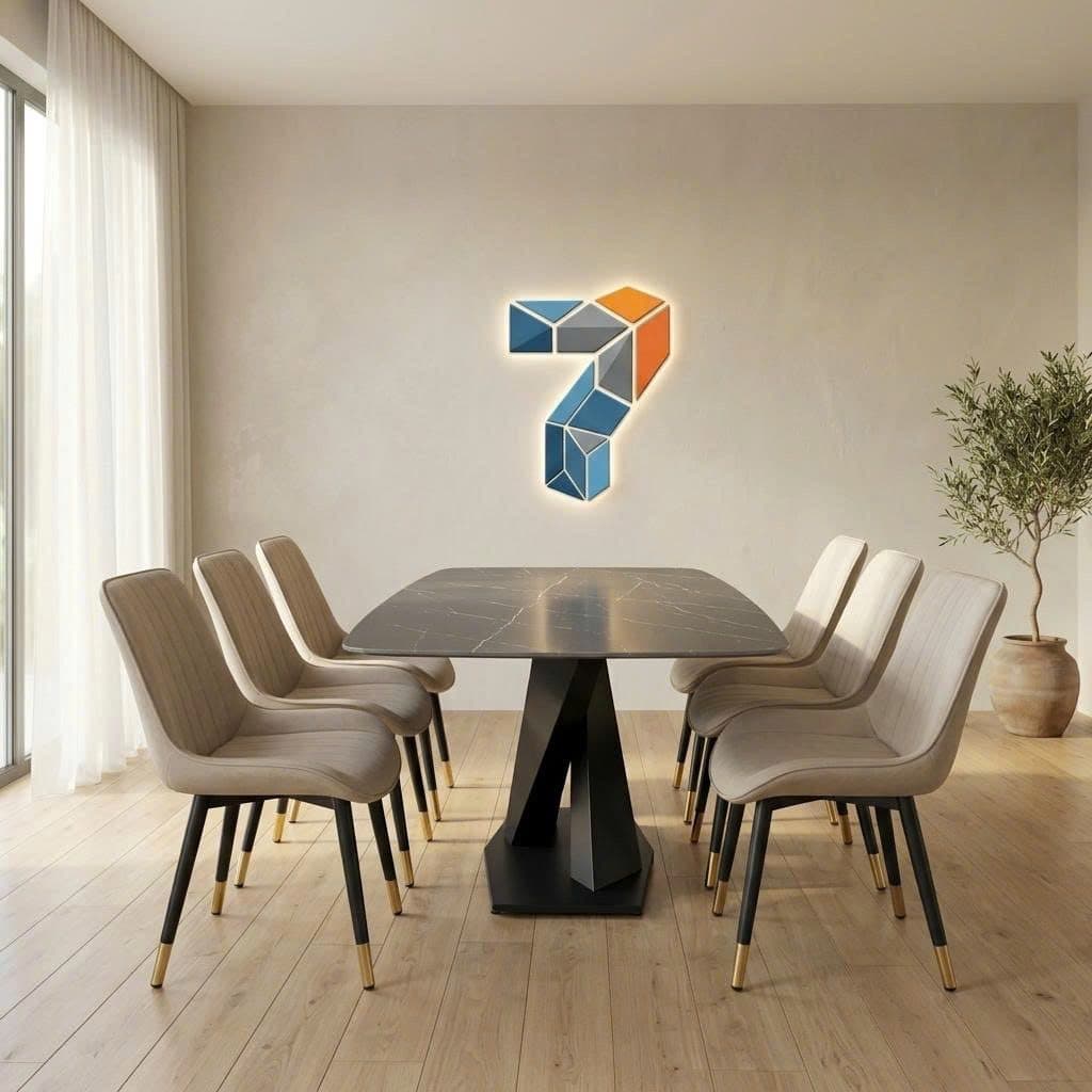 Bàn Ăn Mặt Đá Ceramic 1m6 + 6 Ghế Loft