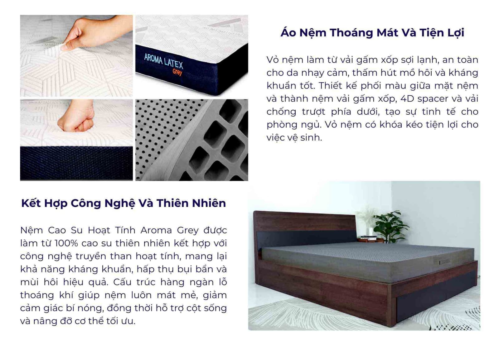 Nệm cao su Aroma Grey