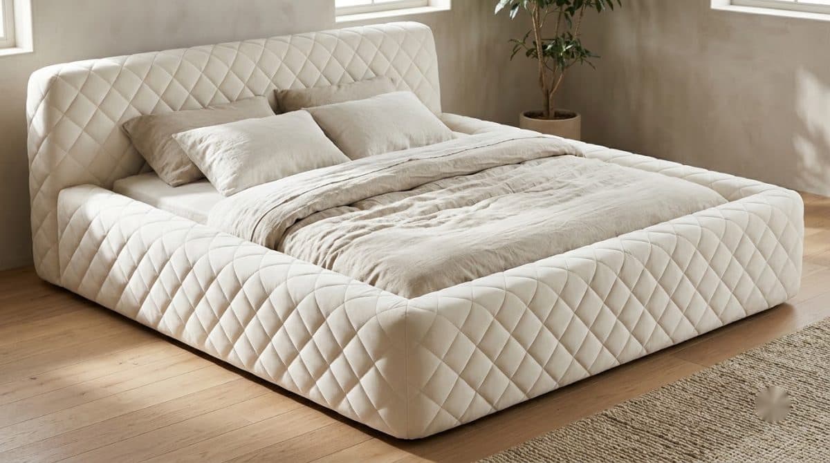 Giường Kẹo Dẻo Chần Trám Kem 7MODU-GS12