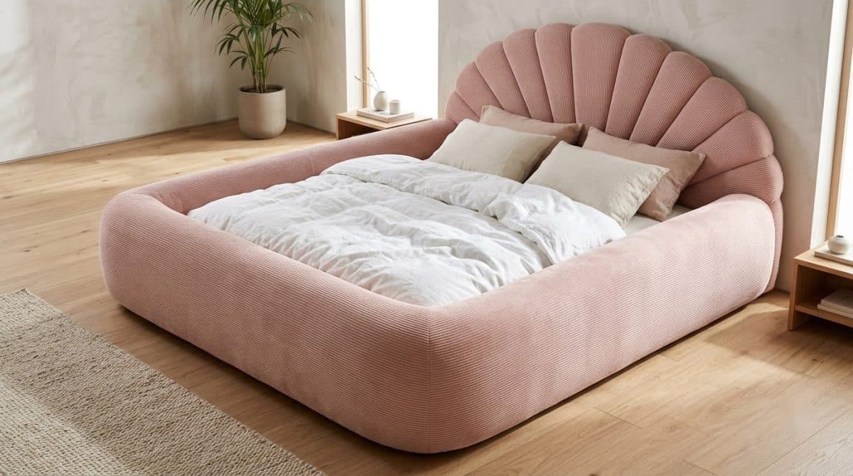 Giường Kẹo Dẻo Vỏ Sò Hồng 7MODU-GS16