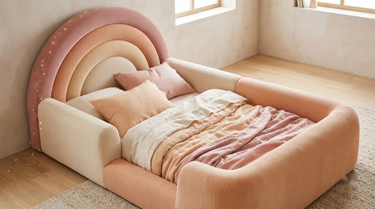 Giường Kẹo Dẻo Cầu Vồng Hồng Đào 7MODU-GS30