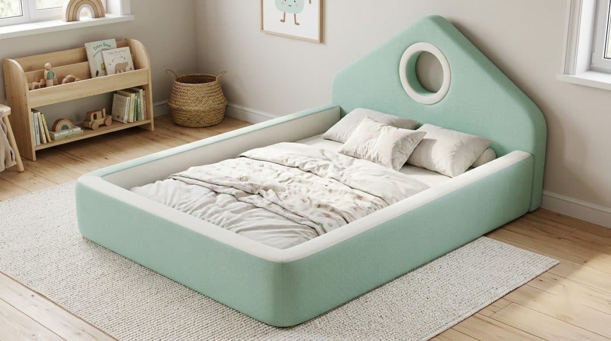 Giường Kẹo Dẻo Ngôi Nhà Nhỏ Xanh Mint 7MODU-GS41