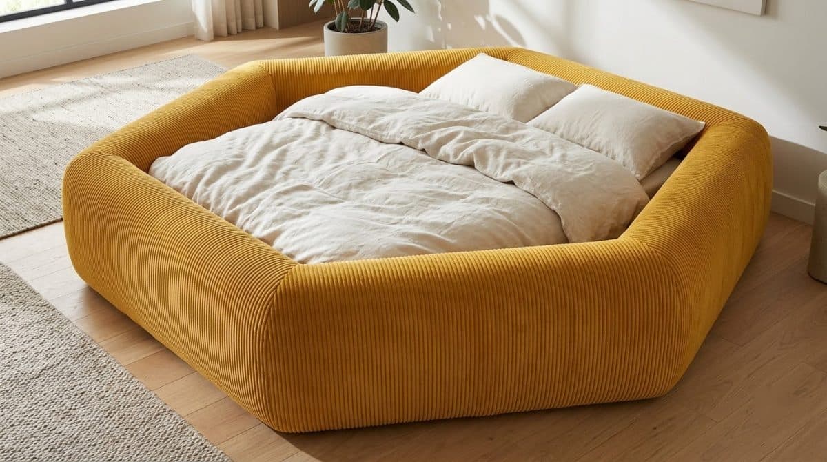Giường Kẹo Dẻo Lục Giác Vàng Mù Tạt 7MODU-GS45